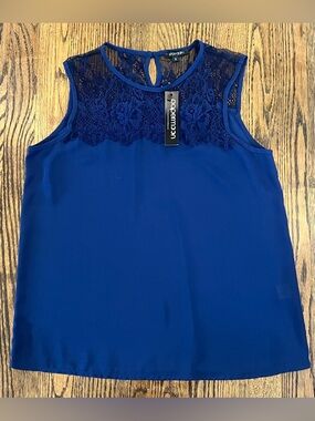 Papermoon Royal Blue Lace Yoke Sleeveless Camisole